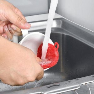 Silicone dish scrubber mildew free non stick heat resistant