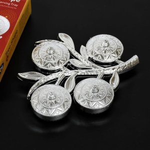 Tree shape 4 compartment mukhwas dani serving tray