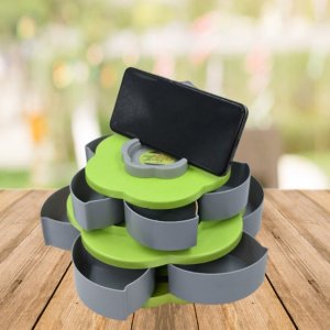 Maitri double layer rotary storage box flower design wedding snack 10 grid candy box