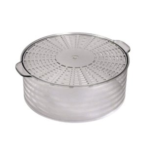 Refrigerator food storage box with hollow low rack cover