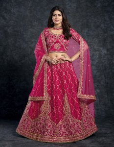 Pink Italian Silk Bridal Lehenga with Blouse and Dupatta