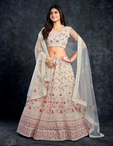 White Bridal Italian Silk Bridal Lehenga with Blouse and Dupatta
