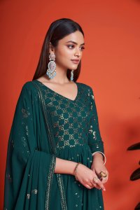 Blue Party Wear Elegant Georgette Gown with Matching Dupatta