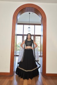 Aqua Black Bridal and Party Wear Titan Silk Lehenga with Blouse and Dupatta