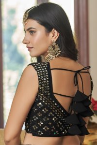 Aqua Black Bridal and Party Wear Titan Silk Lehenga with Blouse and Dupatta