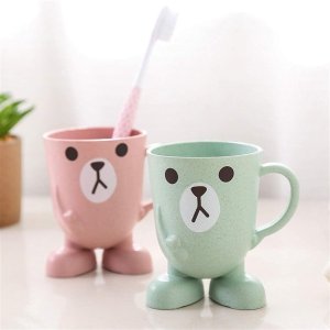 Children's toothbrush holders & milk cup set with handle