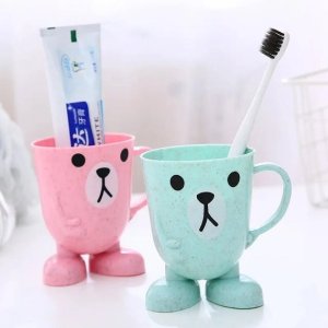 Children's toothbrush holders & milk cup set with handle