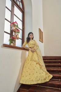 Light Yellow Art Silk Party Wear and Bridal Lehenga with Blouse and Dupatta
