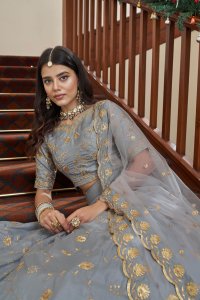 Light Grey Art Silk Party Wear and Bridal Lehenga with Blouse and Dupatta
