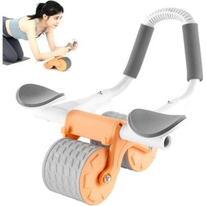 Automatic rebound abdominal wheel with timer & elbow support