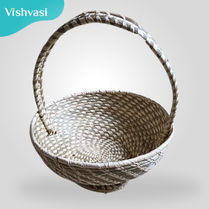 Handmade round fruit basket sabai grass & date palm