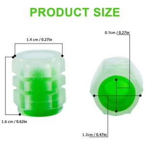 Luminous glow valve cap covers for car tire air stem 4 pieces assorted color set.