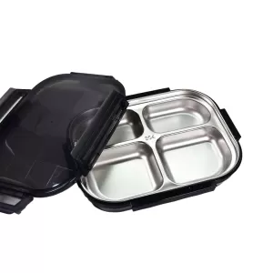 Stainless Steel Lunch Box for Kids and Adults Black and Transparent