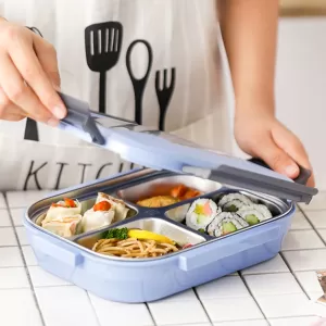 Stainless Steel Lunch Box for Kids and Adults Black and Transparent