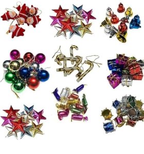 Pack of Mix 100 Christmas Tree Decoration Hanging Ornaments Items Hanging Accessories Combo Set  Christmas Decorations Items for Home and office