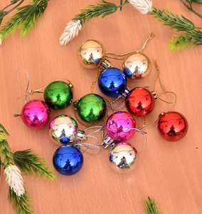 Pack of Mix 100 Christmas Tree Decoration Hanging Ornaments Items Hanging Accessories Combo Set  Christmas Decorations Items for Home and office