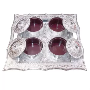 Airtight Tray with Lids for Dry Fruits 4 Sections for Snacks Mukhwas and Chocolates