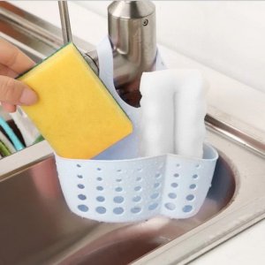 The Adjustable Kitchen Bathroom Water Drainage Plastic Basket/Bag with Faucet Sink Caddy