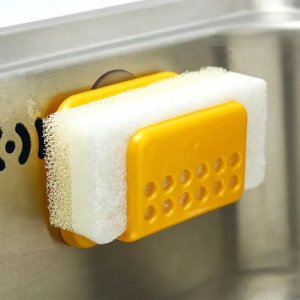 Innovative self-adhesive sponge holder which is the perfect solution for organizing your shower, bathroom, or kitchen without the need for drilling!