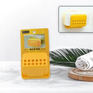 Innovative self-adhesive sponge holder which is the perfect solution for organizing your shower, bathroom, or kitchen without the need for drilling!