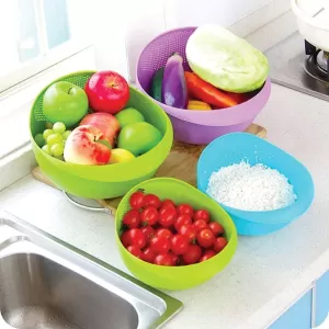 Kitchen Rice Bowl Strainer Ideal Size for Convenient Storage and Straining