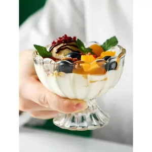 Glass Dessert Bowls Set  6 Pieces Non-Porous Dishwasher Safe Heat Resistant Fruit Serving Bowls and Perfect for Gifting