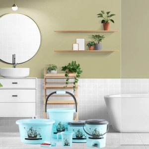 Revamp Your Bathroom with our Sleek 6-Piece Plastic Bath Essentials Set!