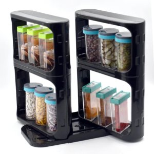 The Cabinet caddy which is your ultimate modular rotating spice rack and multi functional organizer