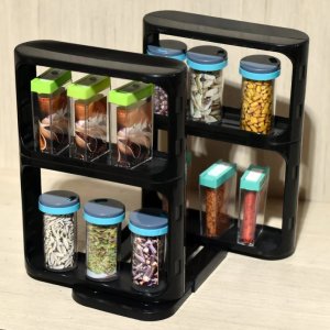 The Cabinet caddy which is your ultimate modular rotating spice rack and multi functional organizer