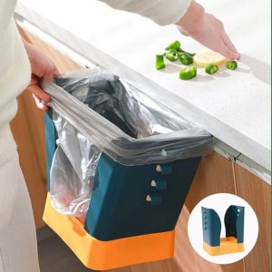 Durable Plastic Garbage Can with an Expandable Trash Bag Holder.
