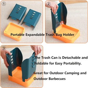 Durable Plastic Garbage Can with an Expandable Trash Bag Holder.