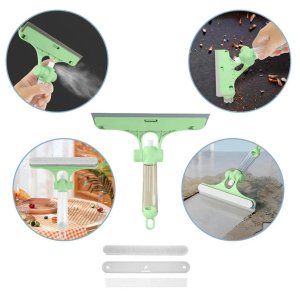 Multifunctional Glass Maintenance Tool Which is a versatile 4-in-1 device featuring a glass scraper, window glass wiper with integrated watering