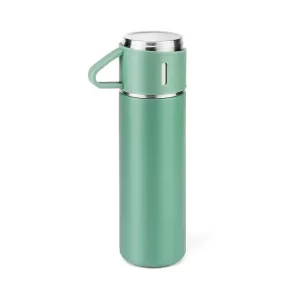 Stainless Steel Vacuum Bottle Flask Set with Three Steel Cups Perfect for Hot and Cold Drinks Ideal for Travel and a Stylish Gift Option 500ML