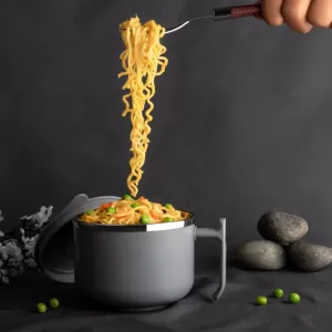 Double Layered Maggie Bowl with Lid and Handle Ideal for Breakfasts Cereals Fruits Ramen Beverage and Essentials