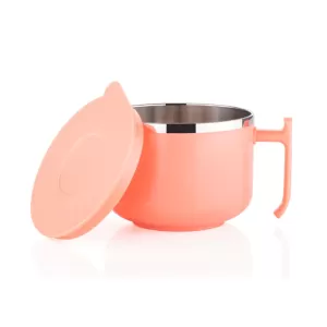 Double Layered Maggie Bowl with Lid and Handle Ideal for Breakfasts Cereals Fruits Ramen Beverage and Essentials