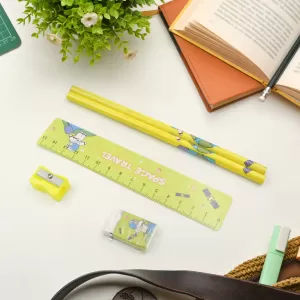 5 in 1 Educational Stationery Set Wooden Pencil Set Ideal for School Going Kids Perfect Stationery for Girls and Boys Great Gift Pack for Girls' Birthdays 5 Piece Set