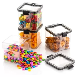Set of 4 Square Containers 700ml Each Ideal for Storing Various Food Items