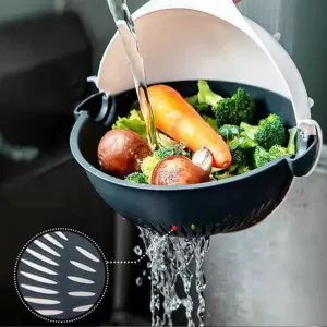 7 in 1 Multifunction Magic Rotate Vegetable Cutter with Drain Basket and Various Dicing Blades