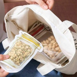 Reusable Airtight Seal Plastic Food Storage Jar Zipper 150ML
