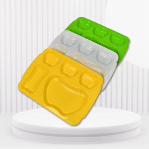 Unbreakable 5 compartment square Plastic Food Plates