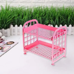 Compact 2 Tier Foldable Plastic Storage Shelf which is Ideal for Bathrooms and Shower Corners or Kitchen Organization