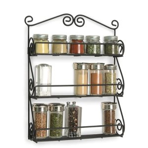 Spacious Wall Mounted Iron Wall Shelf with three convenient storage racks which is perfect for organizing your kitchen and pantry and many more