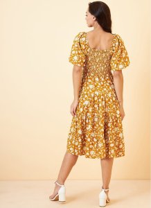 Yellow Rayon Designer Short Dress for Women