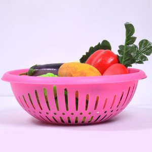 Round Unbreakable Plastic Basket with Handle Multipurpose Use