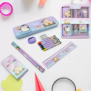 School Supplies Stationery Kit for boys and girls Pencils Crayons Ruler Eraser Sharpener Perfect Kid  Birthday Gift  12 Piece
