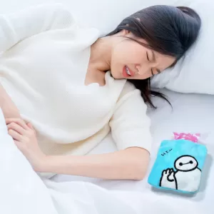 Small Hot Water Bag Blue Baymax with Cover for Pain Relief Neck Shoulder Pain Hand Feet Warmer Menstrual Cramps