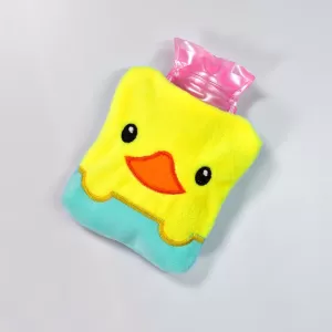 Small Hot Water Bag with Cover Yellow Duck Design for Pain Relief Neck Shoulder Hand Feet Warmer and Menstrual Cramps