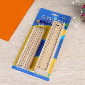 Vibrant Wooden Pencil Set with Included Pencil Box Ruler and Sharpener  Ideal for Kids Artists and Architects