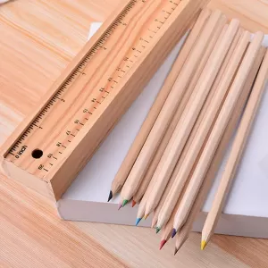 Vibrant Wooden Pencil Set with Included Pencil Box Ruler and Sharpener  Ideal for Kids Artists and Architects