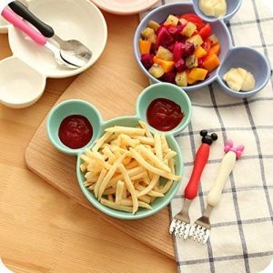 Mickey Mouse Shaped Sectioned Plate for Kids Snacks and Meals